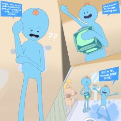 1girls 2boys areolae ass barefoot bathroom bathtub beth_smith big_ass big_breasts blonde_hair breasts cloning cloning_device completely_nude completely_nude_female confused female francyart34 full_body long_hair male mr_meeseeks naked naked_female nipples nude nude_female pussy rick_and_morty standing thinking tub