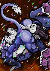 2026 absurd_res anthro blue_body blue_fur canid canid_demon canine collar demon fur hair hellhound hi_res hydroplane long_hair male mammal mythological_canine mythological_creature mythology pajammersdraws spiked_collar spikes tagme tibicena