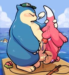 69_position anal anthro berry blush bodily_fluids buizel cum cum_drip dripping duo fishing_rod food fruit generation_1_pokemon generation_4_pokemon genital_fluids held_by_tail hi_res humanoid male male/male nintendo oral oral_penetration penetration plant pokemon pokemon_(species) raburigaron rimming saliva saliva_drip saliva_on_anus saliva_on_face saliva_string sex slowpoke snorlax