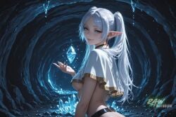 1girl ai_generated anime beautiful breasts cute ecchi female frieren frieren_beyond_journey's_end green_eyes hentai nsfw partially_clothed rawdiffusion rule34 sexy sexy_pose solo sousou_no_frieren tits white_hair