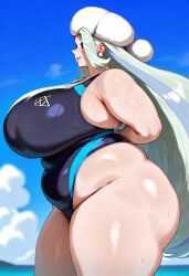 ai_generated big_ass big_breasts chubby gvukub huge_breasts melony_(pokemon) nintendo pokemon swimsuit thick_thighs
