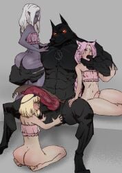 abs absurd_res animal_genitalia animal_penis anthro balls black_body black_skin butt canid canine canine_genitalia canine_penis canis connor_tor elf femboy finger_in_mouth fingering genitals glowing glowing_eyes group hair hi_res human humanoid knot male male/male mammal muscular muscular_anthro muscular_male mythological_canine mythological_creature mythology oral_fingering pecs penis pink_hair purple_body purple_skin tortuga trio vein veiny_knot veiny_penis werecanid werecanine werecreature werewolf wolf