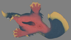 2023 aetherxov anus beotodus big_anus blue_body blue_head blue_penis capcom claws colored countershade_torso countershading digital_drawing_(artwork) digital_media_(artwork) feet feral fin genitals gradient_penis grey_background hi_res horn larynkir lying male membrane_(anatomy) monster_hunter multicolored_head on_side penis pink_torso piscine_wyvern puffy_anus scales simple_background solo spread_legs spreading tail tail_fin tailbutt tapering_penis teeth toes webbed_feet yellow_body yellow_eyes yellow_head yellow_horn yellow_scales