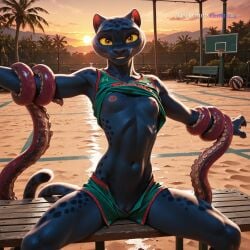 1440p 1girl 8k ai_assisted ai_generated anthro beach cinematic flat_chest freckles furry inside jett_fillmore looking_at_viewer muscular navel nipples no_humans nude panther shorts sitting_on_bench skinny slim_body small smile solo struggling sunset tentacles tight_pussy uhd worried yellow_sclera young youthful