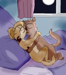 alvin_and_the_chipmunks alvin_seville bed brittany_miller chipettes chipmunk closed_eyes furry kissing night no_humans