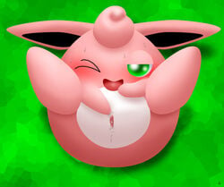 colored female female_only feral green_eyes masturbation nude pokémon_(species) pokemon pokemon_focus pussy_juice smile solo tagme vulva wigglytuff wink