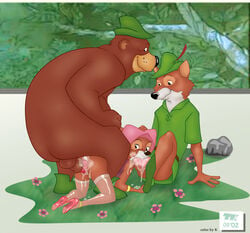 2002 2d anthro bear canine disney female fox fur furry furry_female furry_male furry_only little_john maid_marian male mammal penis robin_hood_(character) robin_hood_(disney) special_k straight testicles turk128 veil