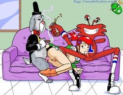 cartoon_network female feral feral_on_female feral_on_human feral_penetrating_human foster's_home_for_imaginary_friends frankie_foster human male mr._herriman orange_socks rage_grenade socks straight wilt