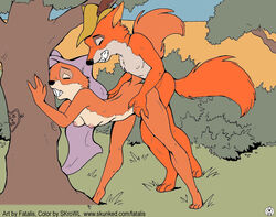 1boy 1girls 2d anthro breasts canine caught disney fatalis female fox fur furry furry_female furry_only maid_marian male nipples public robin_hood_(character) robin_hood_(disney) sex straight tail veil