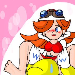 blush female implied_cunnilingus mario_(series) mona_(warioware) nintendo straight_hair tagme wario wario_(series) warioware warioware,_inc.:_mega_microgame$!