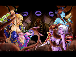 blonde_hair c'thun cum draenei female gnome human night_elf tentacle warcraft world_of_warcraft