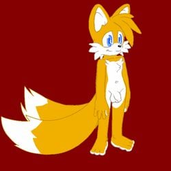 animated balls blue_eyes canine chest_tuft flaccid fox fur hair male male_only mammal nude penis simple_background smile solo sonic_(series) standing steve_farfan tails tuft