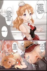 1girls bent_over blonde_hair breasts clothed_sex clothing comic cum cum_in_pussy cum_in_uterus cum_inside female from_behind hair instant_loss_2koma kantai_collection long_hair male open_mouth orange_hair penetration penis purple_eyes pussy sex sideboob skirt spread_legs straight text translated uterus vaginal_penetration wavy_hair x-ray yamaioni_(sasakama) zara_(kantai_collection)