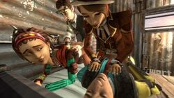 2boys 2girls 3d animated borderlands clothed_sex dark-skinned_female doggystyle fiona_(borderlands) glasses hat interracial loop male/female mechanical_arm no_sound rhys_strongfork sasha_(borderlands) sex tagme tales_from_the_borderlands vaginal_penetration vaughn_(borderlands) video