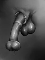 animal_genitalia animal_penis balls big_penis equine equine_penis erection flared_penis horse horsecock male_only mammal monochrome nude penis precum solo wiredhooves