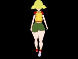 animated backpack bag big_ass bimbo blonde_hair blue_eyes clothing curvy female footwear hoop_earrings huge_ass human inspector_gadget koikatsu penny_gadget shorts smooth_skin sneakers thick thick_thighs wristwear