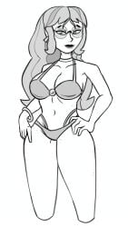 asian asian_female bangs bikini bikini_bottom bikini_top bracelet exotic_escapade female female_focus female_only glasses glasses_on_head long_hair nerd nerdy nerdy_female pamela_paquette sketch solo solo_female solo_focus swimsuit swimwear that_dan_guy tinted_eyewear tinted_glasses wearing_glasses
