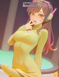 1futa 2025 ai_generated artist_name average_breasts bangs blurry blurry_background breasts breasts breasts brown_eyes brown_hair bust chest cock cowboy_shot d.va depth_of_field dick eyebrows_visible_through_hair facepaint facial_mark finger_to_mouth futanari headphones hi_res high_quality high_resolution highres indoors long_hair long_sleeves medium_breasts normal_breasts novalust overwatch patreon patreon_username penis ribbed_sweater solo stable_diffusion sweater swept_bangs turtleneck watermark whisker_markings