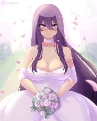 1girls bare_shoulders big_breasts blush bouquet breasts bridal_veil bride busty choker cleavage clothed clothing cute doki_doki_literature_club dress female flower flowers hair_between_eyes holding holding_bouquet holding_flower holding_flowers holding_object large_breasts light_skin long_hair looking_at_viewer matching_hair/eyes petals purple_eyes purple_hair raionart scar scars_on_arm self-harm_scars smile smiling_at_viewer solo solo_female solo_focus veil wedding wedding_dress white_clothing white_dress wholesome yuri_(doki_doki_literature_club)
