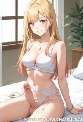 ai ai_generated bed bedroom futanari lingerie solo_futa solo_futanari