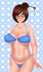 1girls bikini female female_only glasses mei_(overwatch) overwatch solo standing v1mpaler