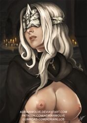 adrianwolve dark_souls female_only fire_keeper solo_female tagme topless white_hair