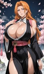 ai_generated bleach grey_eyes kimono matsumoto_rangiku matsumoto_rangiku mature_female orange_hair shinigami
