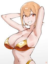 1girls aizawa_kanna arm_behind_head armpit armpit_crease armpit_peek armpits arms_behind_head bare_armpits bare_arms bare_belly bare_chest bare_hands bare_hips bare_midriff bare_navel bare_shoulders bare_skin belly belly_button bikini bikini_bottom bikini_only bikini_top blonde_eyebrows blonde_female blonde_hair blonde_hair_female breasts cleavage collarbone copyright_request elbows exposed_armpits exposed_arms exposed_belly exposed_chest exposed_hips exposed_midriff exposed_navel exposed_shoulders exposed_skin eyebrows_visible_through_hair female female_focus female_only fukuya_art hair_between_eyes hairless_armpits halterneck hand_behind_head hands_behind_head high_resolution highres large_breasts lean_figure looking_at_viewer medium_hair midriff narrow_waist navel orange_eyes orange_eyes_female posing posing_for_the_viewer shaved_armpits shoulders simple_background slender_body slender_waist slim_waist smile smiley_face smiling smiling_at_viewer solo standing string_bikini swimsuit swimwear upper_body white_background