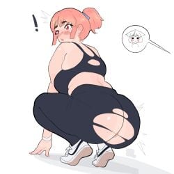 ! 1girls anus_peek ass big_ass clothed clothing fat_ass female female_only iroquöis large_ass original original_character sportswear torn_clothes white_background