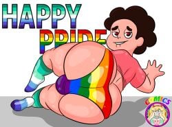 1boy big_ass bulge_under_clothes crossdressing exocomics gay_flag gay_flag_colors hearts_in_eyes male male_only panties patreon_release pride_color_clothing pride_colors pride_month pride_panties solo steven_quartz_universe steven_universe tagme