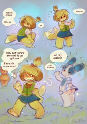 accessory animal_crossing anthro ass balls bear blouse blush bodily_fluids bottomwear bow_panties bow_ribbon bow_underwear butterfly_net canid canine canis clothed clothing collared_shirt dialogue domestic_dog dotty_(animal_crossing) dress dripping dripping_pussy embarrased_horny embarrassed english_text excited exhibitionism female genitals gesture grass hair_accessory hi_res isabelle_(animal_crossing) lagomorph leporid male mammal net nintendo no_underwear panken panties panties_down partially_clothed penis pink_clothing pink_panties pink_underwear plant polo_shirt profanity rabbit shih_tzu shirt skirt sparkles speech_bubble sweat tail tail_motion tailwag teddy_(animal_crossing) text thought_bubble topwear toy_dog tree underwear underwear_down vest waving