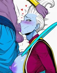 ai_generated beerus big_breasts big_penis blowjob blue_skin breasts deepthroat dragon_ball dragon_ball_super face_fucking female male motion_lines oral penis purple_skin rule_63 whis