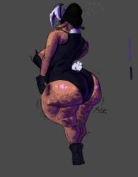 1girls ass ass_bigger_than_head behind_view big_ass big_breasts big_butt black_background black_hair bottom_heavy breasts bubble_butt bunnysuit cellulite clothing curvaceous curvy curvy_figure dark-skinned_female dark_skin elf elf_ears elf_female female female_only gloves huge_ass huge_breasts midna_(ydknsfw) mostly_clothed solo solo_female thick_thighs unseen_female_face voluptuous voluptuous_female wide_hips ydknsfw