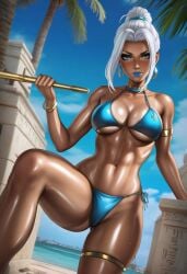 1girls ai_generated bikini blue_bikini blue_eyes blue_lipstick civitai curvy curvy_ass curvy_body curvy_female curvy_figure curvy_hips curvy_thighs dandon_fuga_style desert egyptian egyptian_clothes egyptian_female egyptian_mythology female female_focus female_only kirillai lipstick makeup neema_(dandon_fuga) original original_character original_characters solo solo_female solo_focus tagme thick thick_ass thick_hips thick_legs thick_thighs toned toned_body toned_female white_hair