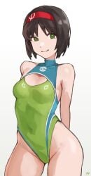 1girls arm_behind_back arms_behind_back bare_arms bare_hips bare_legs bare_shoulders bare_skin bare_thighs belly belly_button black_hair black_hair_female breasts closed_mouth_smile collarbone curvaceous curvaceous_body curvaceous_female curvaceous_figure curvaceous_hips curvy curvy_body curvy_female curvy_figure curvy_hips erika_(pokemon) exposed_arms exposed_hips exposed_legs exposed_shoulders exposed_skin exposed_thighs female female_focus female_only fukuya_art green_eyes green_eyes_female groin hairband hand_behind_back hands_behind_back high_resolution highres lean_figure leotard looking_at_viewer midriff narrow_waist navel petite petite_body petite_breasts petite_female petite_girl petite_tits pokemon short_hair shoulders simple_background slender_body slender_waist slim_waist small_breasts smile smiley_face smiling smiling_at_viewer smirk solo standing thick_thighs thighs topwear upper_body white_background wide_hips