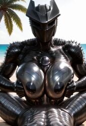 1boy 1girls ai_generated breasts civitai curvy curvy_body curvy_female curvy_figure destroyer_armor female female_focus gynoid humanoid kirillai looking_at_viewer male male/female marvel marvel_comics marvel_rivals metallic metallic_body metallic_skin paizuri penis robot robot_girl robot_humanoid thor_(series)