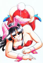 area5169458561 bunny_girl chichi dragon_ball dragon_ball_z female huge_breasts licking_own_breast playboy_bunny tongue_out