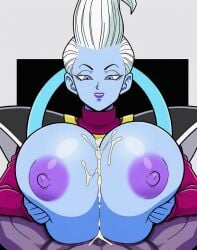 ai_generated beerus big_breasts big_penis blue_skin breasts cum_between_breasts cum_on_breasts dragon_ball dragon_ball_super female male paizuri penis purple_skin rule_63 whis