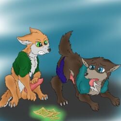 anthro duo edward10186 genital_growth growth male male/male penis_growth transformation
