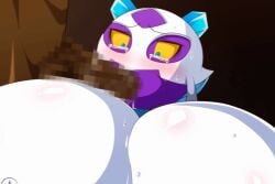 1boy 1girls animated areolae big_breasts big_penis blowjob blush bouncing_breasts breasts censored_penis dark-skinned_male facefuck fellatio froslass gigantic_breasts heldron_(artist) huge_breasts hyper_breasts nintendo penis penis_in_mouth pokemon pokemon_dppt questionable_consent sex sweat tagme tears unseen_male_face
