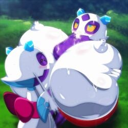 1boy animated big_breasts big_penis blush breasts censored_penis eyes_rolling_back fellatio female froslass gigantic_breasts gigantic_penis heldron_(artist) huge_breasts huge_cock hyper_breasts hyper_penis nintendo paizuri penis pokemon pokemon_dppt precum sweat tagme titjob topless