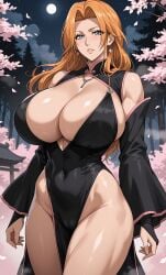 ai_generated bleach grey_eyes kimono matsumoto_rangiku matsumoto_rangiku mature_female orange_hair shinigami