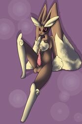 1boy animal_genitalia erection furry lopunny male male_lopunny male_only male_pokemon nintendo nude penis pokemon pokemon_(species) precum rabbit sheath solo solo_male testicles vandalistpikachu video_games