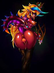 1girls 2016 absurd_res anthro anus areola armpits ass big_breasts blue_eyes breasts claws crown dragon erect_nipple fat_mons female female_only hi_res hips horn horns hybrid looking_at_viewer looking_back mario_(series) monster_girl muscular_female nintendo nipple nipples orange_nipples piercing presenting presenting_anus presenting_ass presenting_pussy princess_peach puffy_areola purple_skin pussy raised_tail rear_view red_skin sideboob signhereplease simple_background small_ass solo solo_female spiked_shoulders spiked_tail spikes standing tail thigh thighs tongue tongue_out video_games wide_hips yellow_pussy