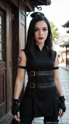 ai_generated animated avatar avatar_the_last_airbender black_hair breasts brown_hair flashing flashing_breasts japanese_clothes june_(avatar) opening_shirt public public_nudity santanai tagme video