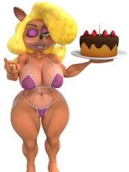 1girls 3d anthro antrhopomorphic background bandicoot big_breasts bikini bikini_top bimbo birthday_cake blender blinking blinking_at_viewer blonde_female blonde_hair blonde_hair_female breasts cake crash_(series) darksonmh female flirting_look flirting_with_viewer green_eyes hair kabalmystic kabalmystic_(style) looking_at_viewer smile smile_at_viewer tawna_bandicoot thick thick_hips thick_legs thick_thighs voluptuous voluptuous_female wide_hips wide_thighs