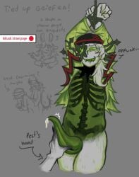 2boys block_tales blush bondage bottomless chubby chubby_male crossover cum_dripping_from_penis disembodied_hand english_text gay green_eyes green_penis griefer_(block_tales) kikuok leaking_cum leaking_precum male male/male male_only partially_clothed pest_(regretevator) plant precum precum_drip red_eyes regretevator roblox_game robloxian self_upload sharp_teeth simple_background speech_bubble tentacle_penis text thick_hips thick_legs thick_thighs tied tied_hands tied_up two_men white_body white_hair white_skin