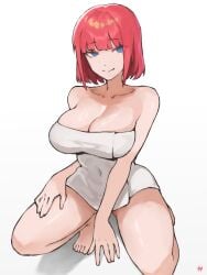 1girls bare_arms bare_calves bare_chest bare_hands bare_knees bare_legs bare_shoulders bare_skin bare_thighs bare_toes barefoot belly_button blue_eyes blue_eyes_female blunt_bangs breasts busty busty_female busty_girl busty_teen cleavage closed_mouth_smile collarbone curvaceous curvaceous_body curvaceous_female curvaceous_figure curvaceous_hips curvaceous_teen curvy curvy_body curvy_female curvy_figure curvy_hips curvy_teen exposed_arms exposed_chest exposed_legs exposed_shoulders exposed_skin exposed_thighs exposed_toes eyebrows_visible_through_hair feet female female_focus female_only fingers fukuya_art full_body go-toubun_no_hanayome high_resolution high_school_student highres hourglass_figure knees large_breasts lean_figure legs looking_at_viewer medium_hair nakano_nino narrow_waist navel red_hair red_hair_female school_girl shoulders simple_background slender_body slender_waist slim_waist smile smiley_face smiling smiling_at_viewer smirk solo squatting squatting_female teen_girl teenage_girl teenage_tits teenager thick_thighs thighs toes towel towel_around_waist towel_only towel_over_breasts white_background white_towel wide_hips young_female young_woman