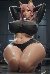 1female 1girls 3d 3d_(artwork) abs ai ai_assisted ai_generated armpits arms_behind_back arms_behind_head ass biceps big_ass big_breasts big_butt big_nipples breasts clothing female female female_focus female_only fox_ears huge_ass huge_breasts huge_butt human humanoid light-skinned_female light_skin long_hair looking_at_another looking_at_partner looking_at_viewer looking_pleasured nipples pink_hair ponytail tamamo_(fate) tamamo_no_mae_(fate) thick thick_ass thick_legs thick_thighs thigh_highs thighhighs thighs voluptuous voluptuous_female waifusrift yellow_eyes
