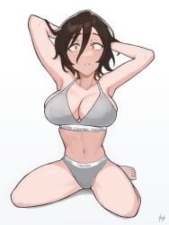 1girls armpit armpit_crease armpit_peek armpits arms_behind_head asai_akira bare_armpits bare_arms bare_belly bare_chest bare_hands bare_hips bare_knees bare_legs bare_midriff bare_navel bare_shoulders bare_skin bare_thighs bare_toes barefoot belly belly_button big_breasts black_hair black_hair_female bra breasts brown_eyes brown_eyes_female busty busty_female busty_girl busty_teen call_of_the_night calvin_klein cleavage collarbone elbows exposed_armpits exposed_arms exposed_belly exposed_chest exposed_hips exposed_legs exposed_midriff exposed_navel exposed_shoulders exposed_skin exposed_thighs exposed_toes feet female female_focus female_only fukuya_art full_body grey_bra grey_panties grey_underwear groin hair_between_eyes hairless_armpits hand_behind_head hands_behind_head high_resolution high_school_student highres knees large_breasts lean_figure legs looking_at_viewer medium_hair midriff narrow_waist navel panties plump_breasts school_girl shaved_armpits shoulders simple_background sitting sitting_on_floor sitting_on_ground sitting_on_knees slender_body slender_waist slim_waist solo teen_girl teenage_girl teenage_tits teenager thighs toes underwear underwear_only white_background yofukashi_no_uta young_female young_woman